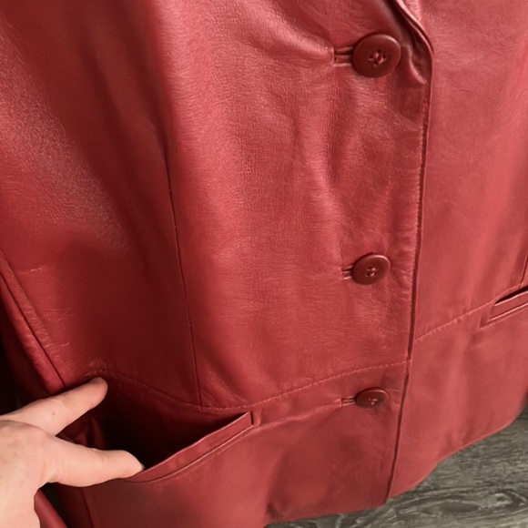 NWOT Vintage CLIO 100% GENUINE LEATHER WOMEN’S RED/BURGUNDY JACKET SIZE:S - Picture 5 of 8